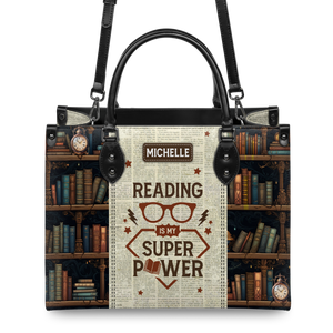 Black Interior -  Reading Is My Superpower HTRZ20112276FL Leather Bag