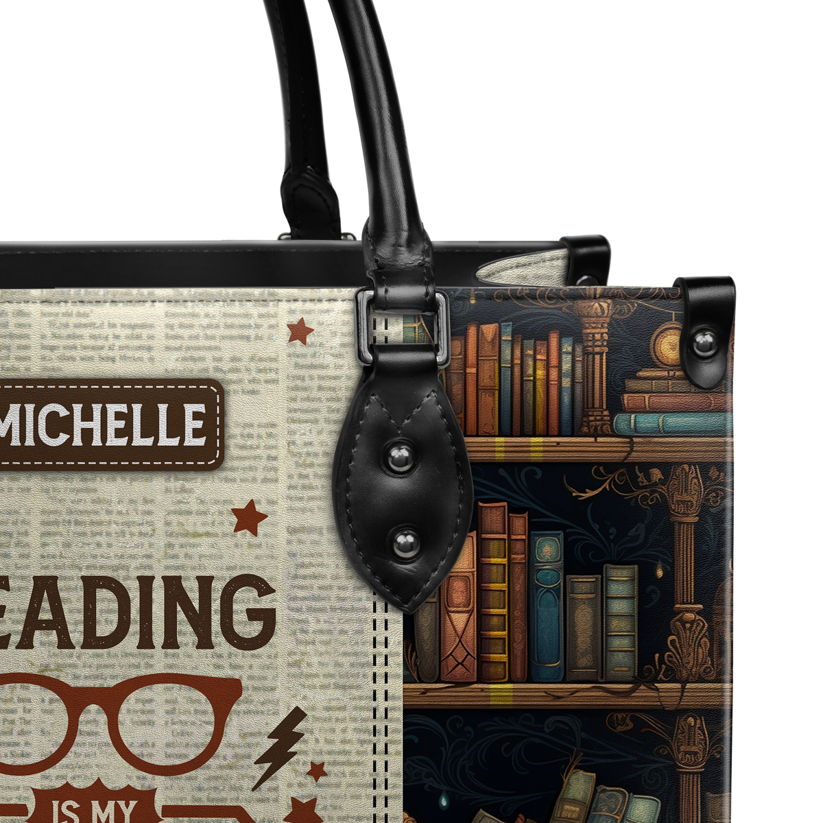 Black Interior -  Reading Is My Superpower HTRZ20112276FL Leather Bag