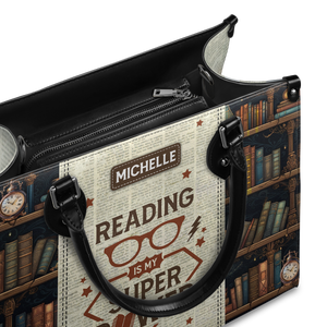 Black Interior -  Reading Is My Superpower HTRZ20112276FL Leather Bag