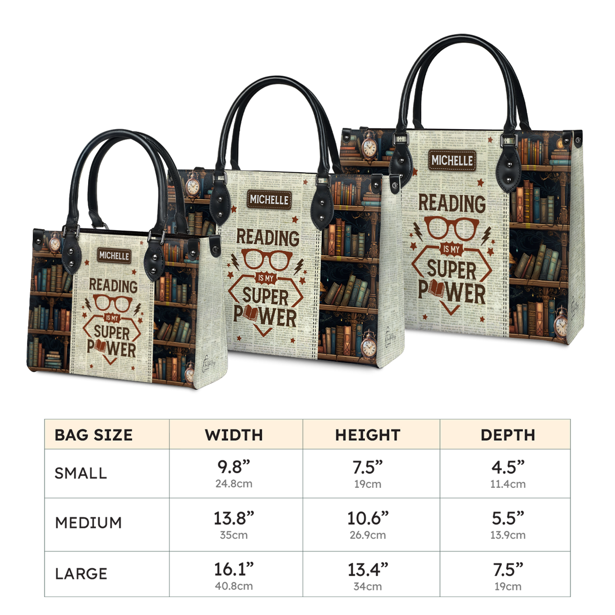 Black Interior -  Reading Is My Superpower HTRZ20112276FL Leather Bag