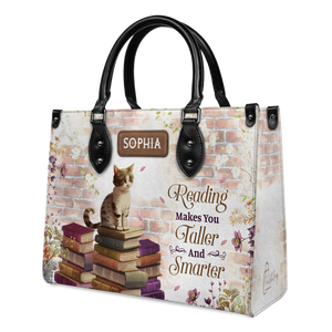 Black Interior -  Reading Makes You Taller And Smarter NQAY1802002A Leather Bag