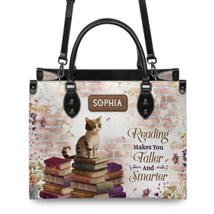 Black Interior -  Reading Makes You Taller And Smarter NQAY1802002A Leather Bag