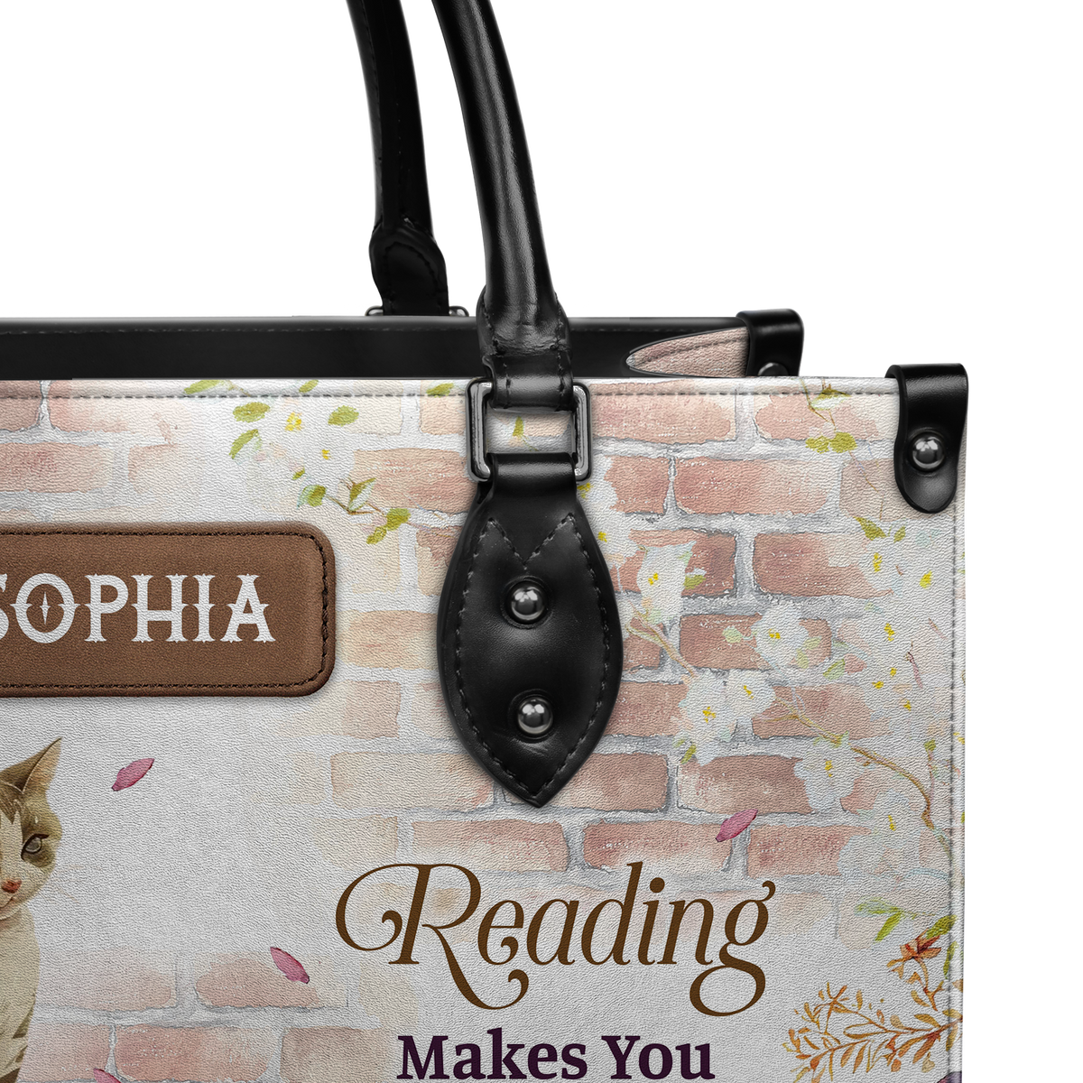 Black Interior -  Reading Makes You Taller And Smarter NQAY1802002A Leather Bag