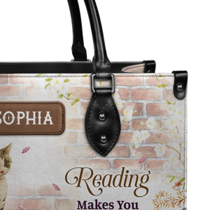 Black Interior -  Reading Makes You Taller And Smarter NQAY1802002A Leather Bag