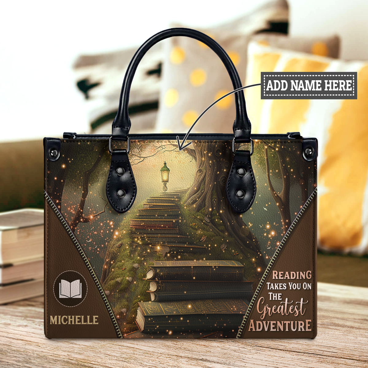 Black Interior -  Reading Takes You On The Greatest Adventure HHAY1802003A Leather Bag