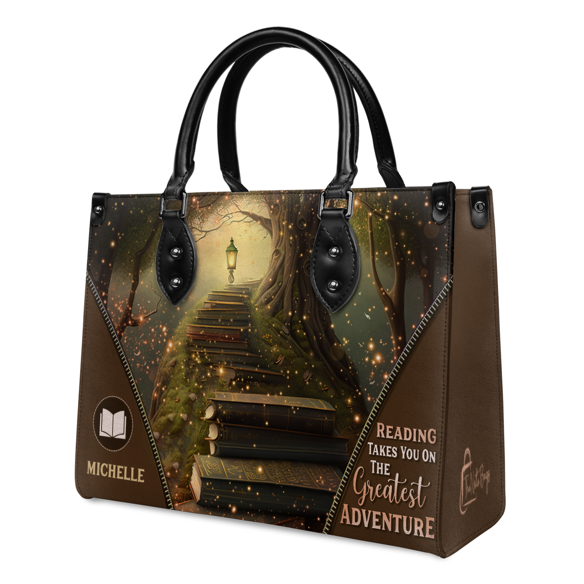 Black Interior -  Reading Takes You On The Greatest Adventure HHAY1802003A Leather Bag