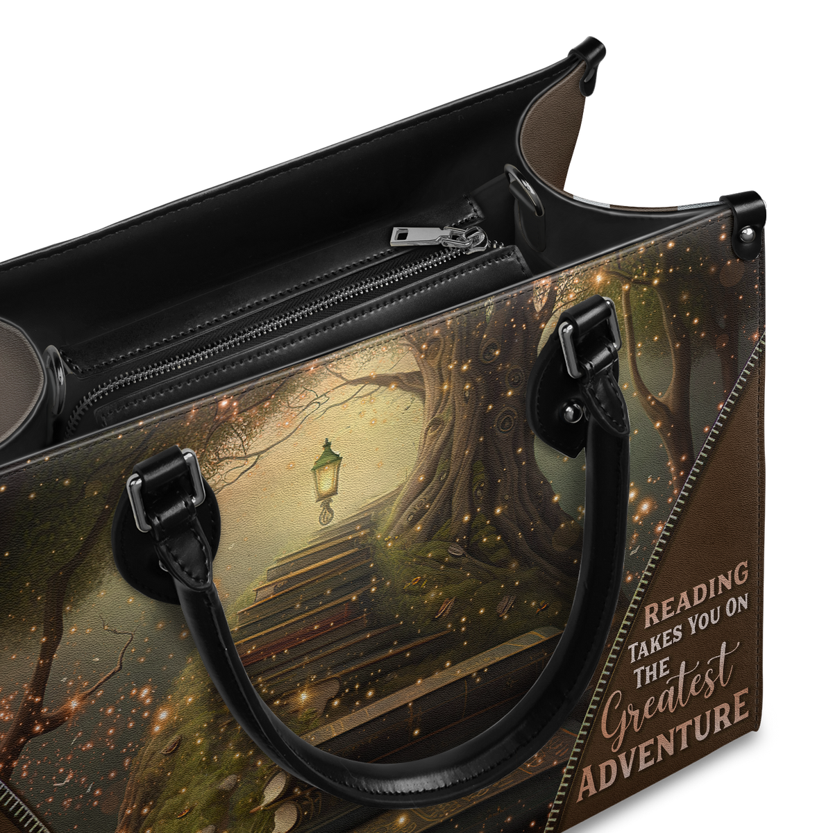 Black Interior -  Reading Takes You On The Greatest Adventure HHAY1802003A Leather Bag
