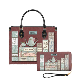 Romance Books leather bag and matching zip around wallet