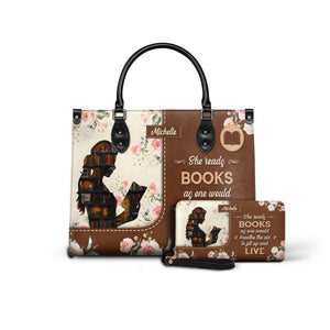Black Interior -  She Reads Books As One Would Breathe The Air To Fill Up And Live HHRZ03083765SS Leather Bag