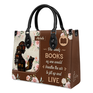 Black Interior -  She Reads Books As One Would Breathe The Air To Fill Up And Live HHRZ03083765SS Leather Bag