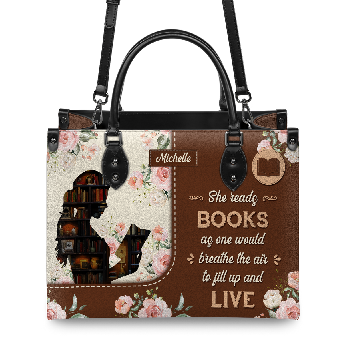 Black Interior -  She Reads Books As One Would Breathe The Air To Fill Up And Live HHRZ03083765SS Leather Bag