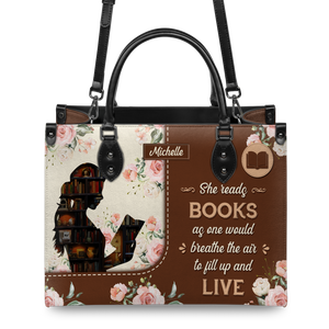 Black Interior -  She Reads Books As One Would Breathe The Air To Fill Up And Live HHRZ03083765SS Leather Bag