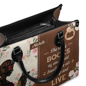 Black Interior -  She Reads Books As One Would Breathe The Air To Fill Up And Live HHRZ03083765SS Leather Bag
