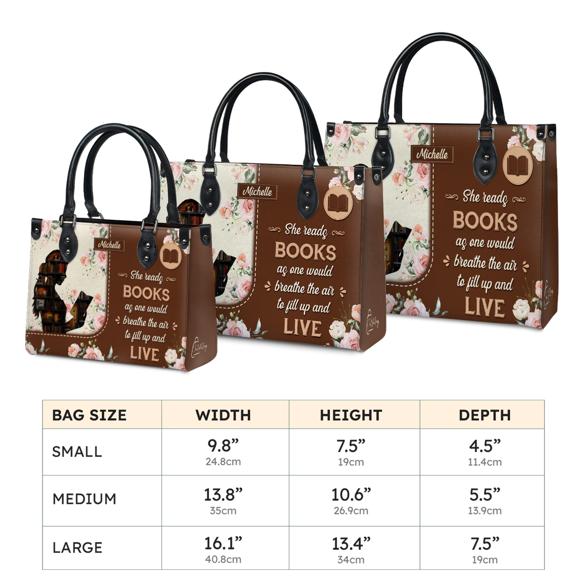 Black Interior -  She Reads Books As One Would Breathe The Air To Fill Up And Live HHRZ03083765SS Leather Bag