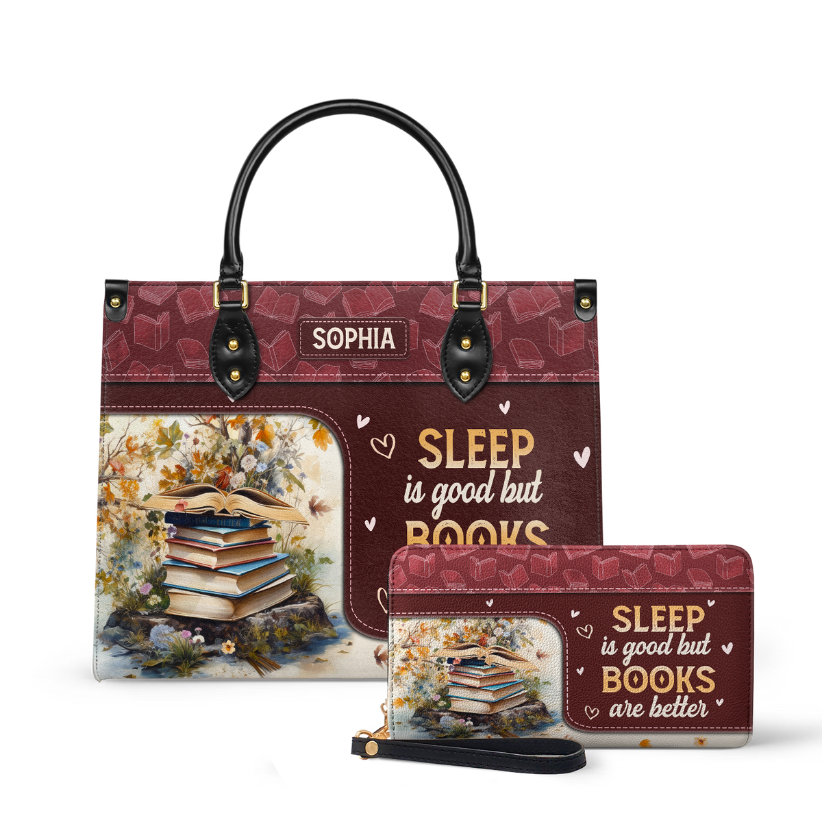 Sleep Is Good But Books Are Better HTRZ20111807BK Leather Bag