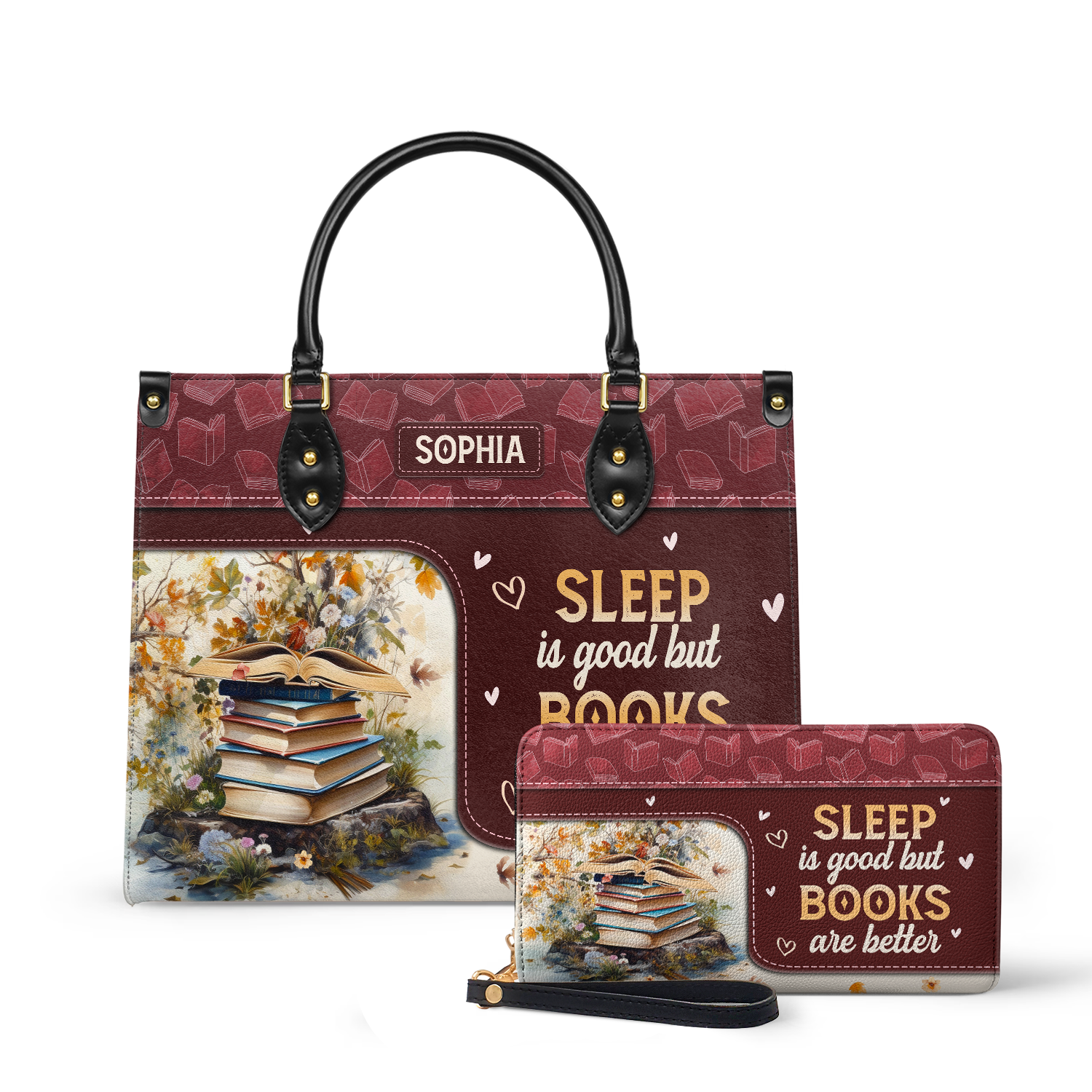 Sleep Is Good But Books Are Better HTRZ20111807BK Leather Bag