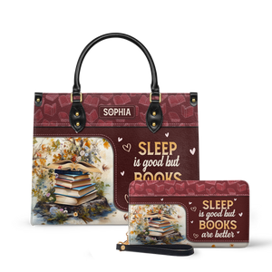 Sleep Is Good But Books Are Better HTRZ20111807BK Leather Bag