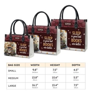 Black Interior -  Sleep Is Good But Books Are Better HTRZ20111807BK Leather Bag