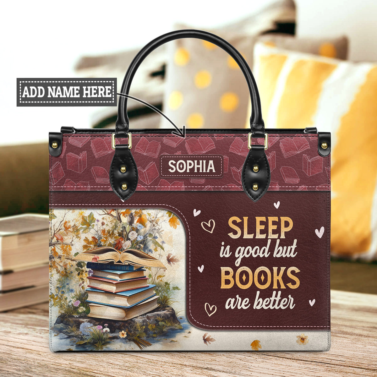 Sleep Is Good But Books Are Better HTRZ20111807BK Leather Bag