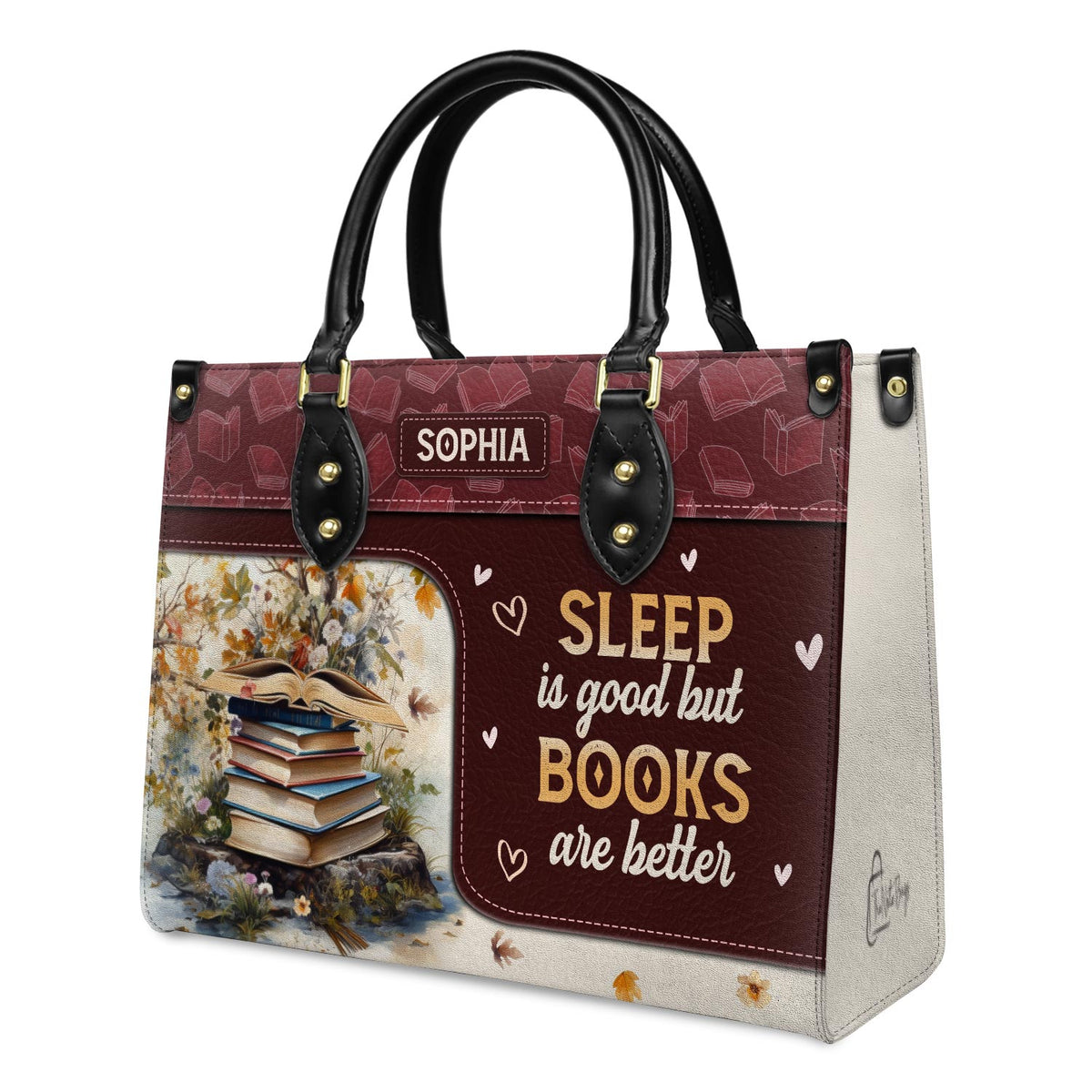 Sleep Is Good But Books Are Better HTRZ20111807BK Leather Bag