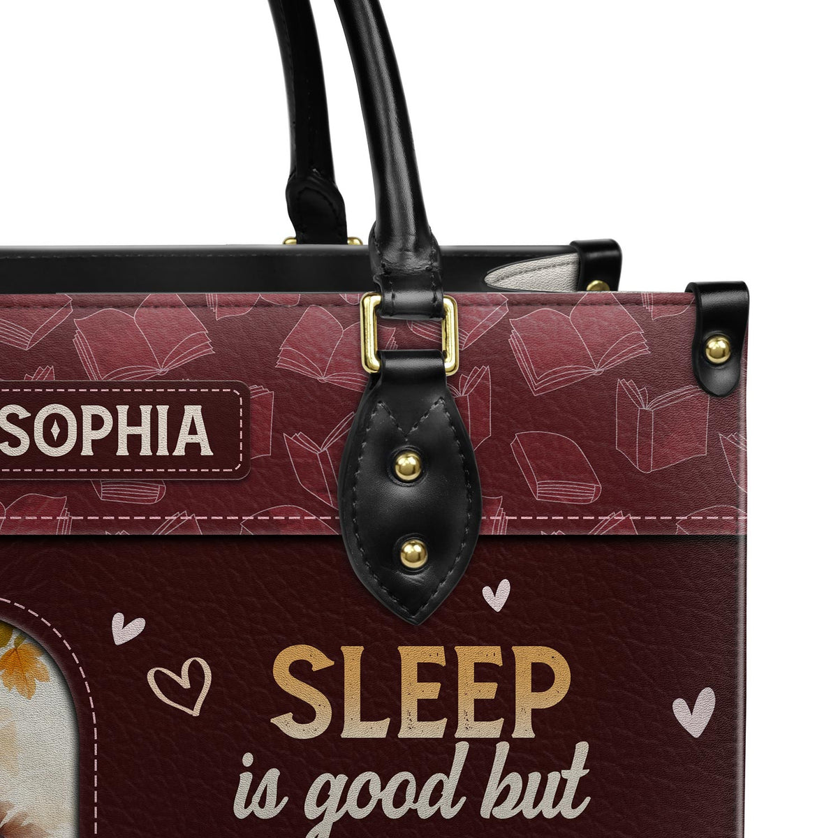 Sleep Is Good But Books Are Better HTRZ20111807BK Leather Bag