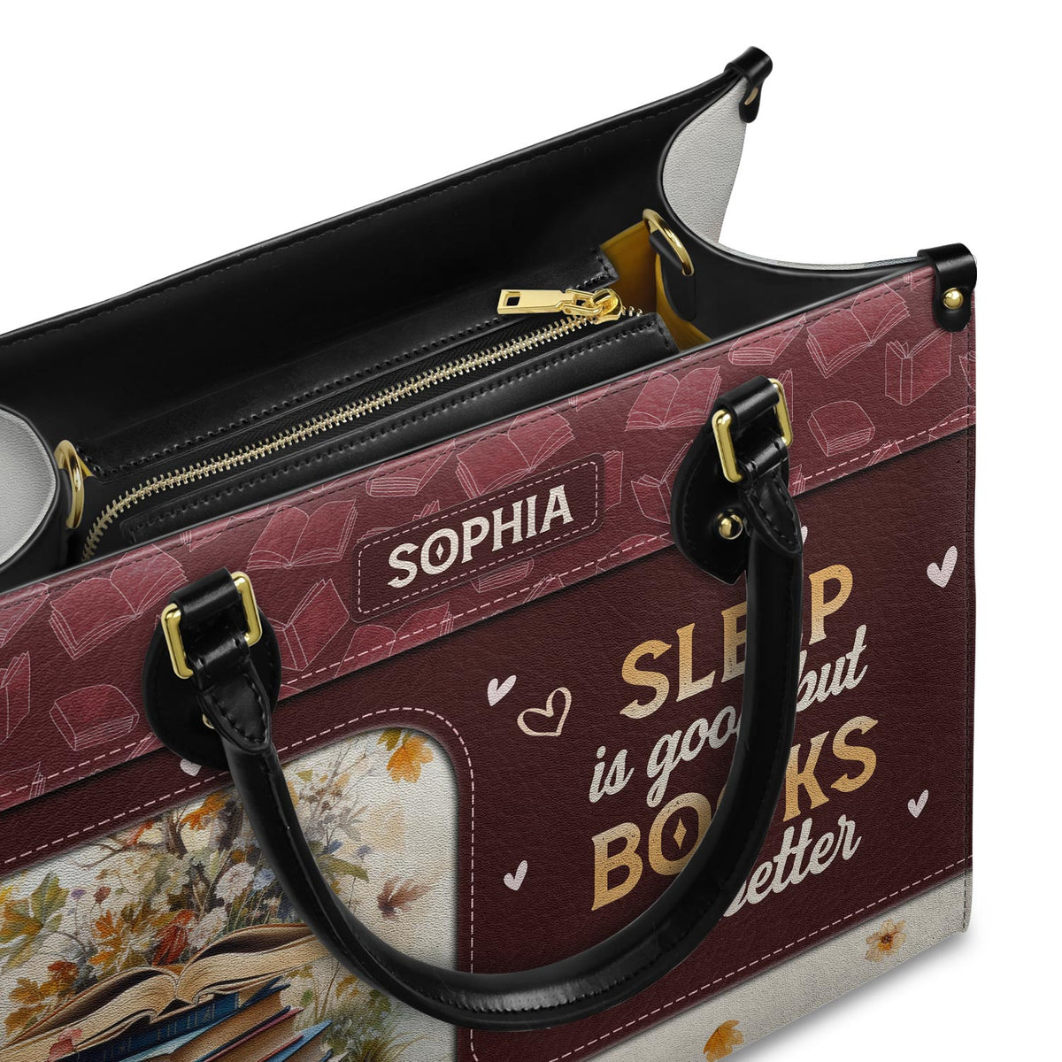 Sleep Is Good But Books Are Better HTRZ20111807BK Leather Bag