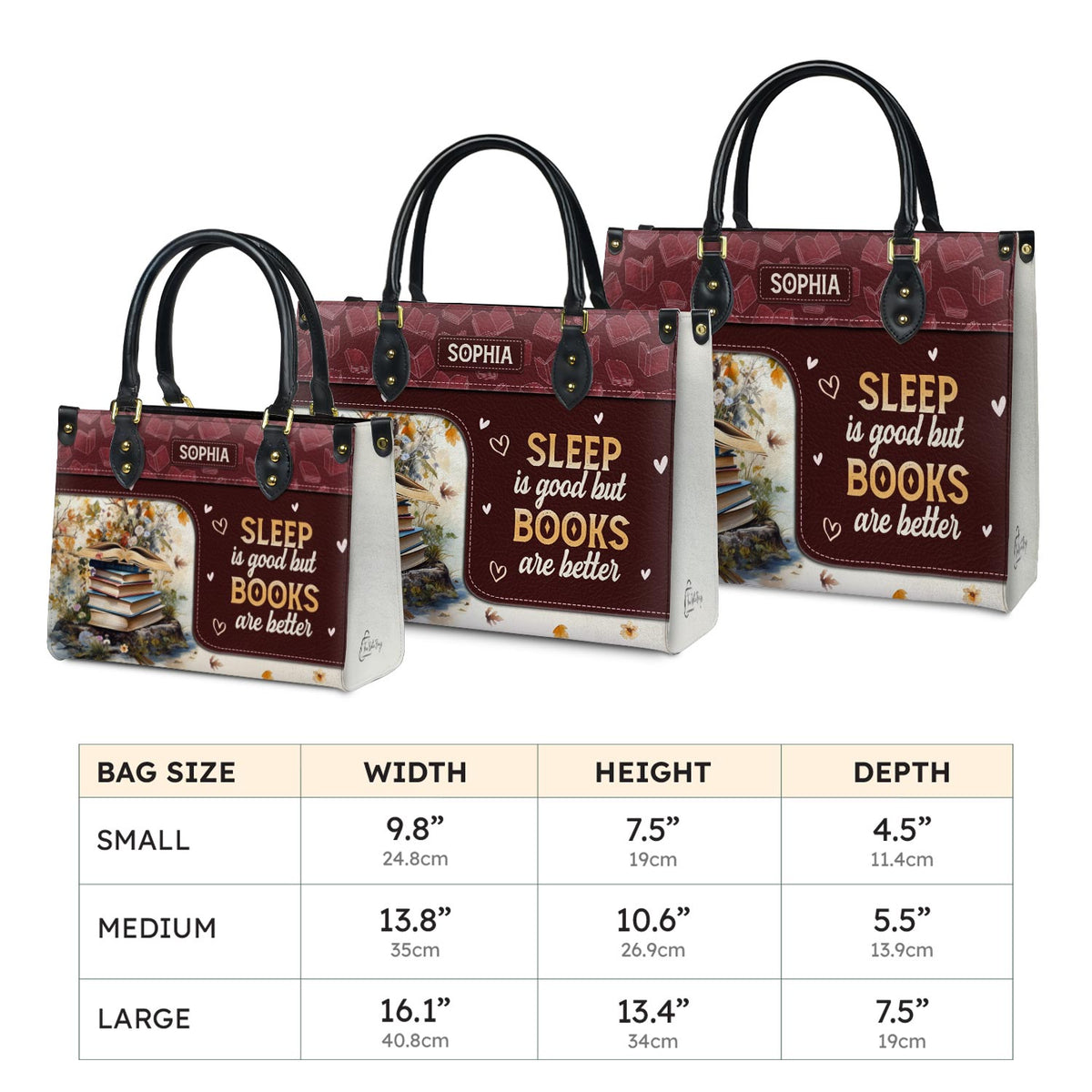 Sleep Is Good But Books Are Better HTRZ20111807BK Leather Bag