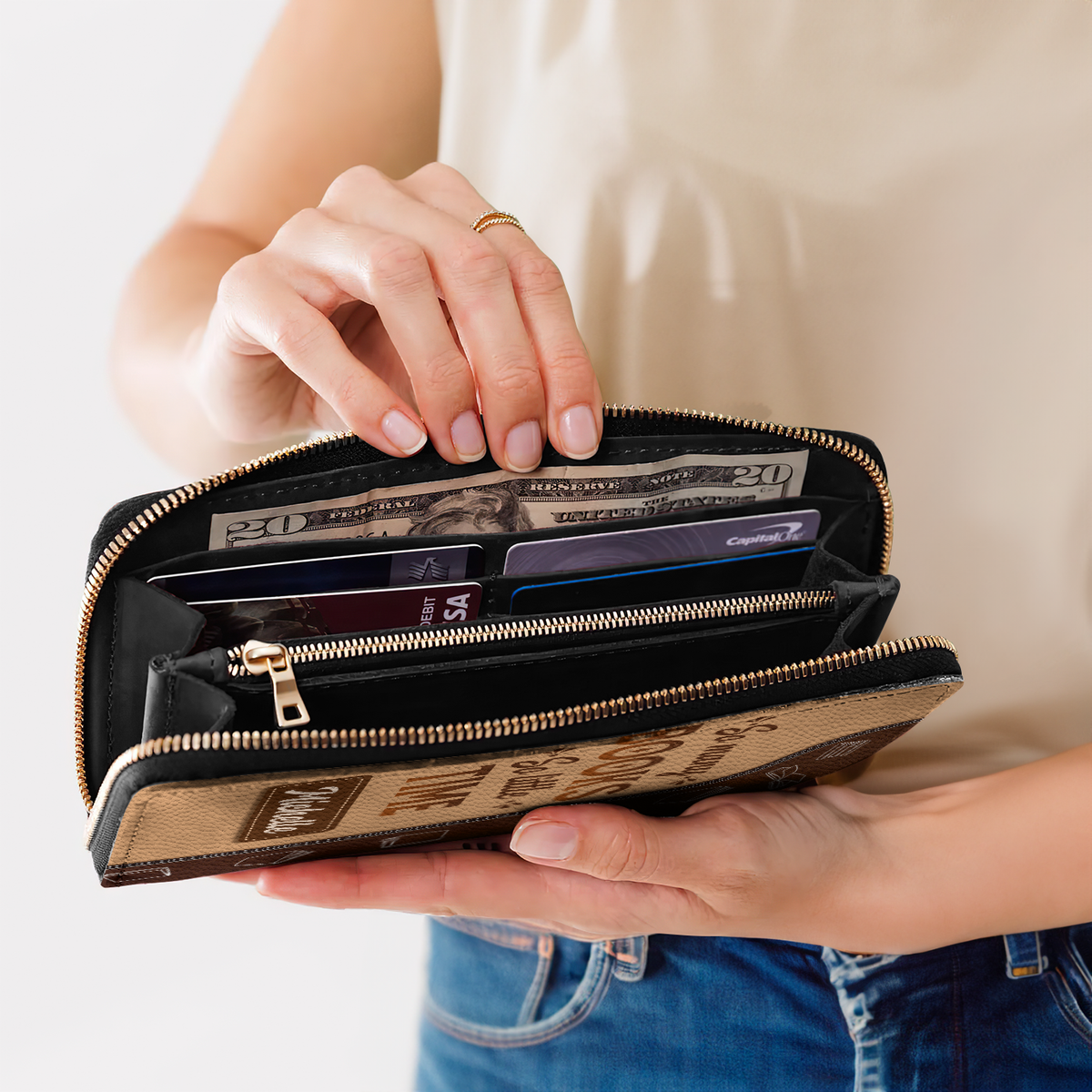 So Many Books So Little Time HHRZ28113518ON Zip Around Leather Wallet