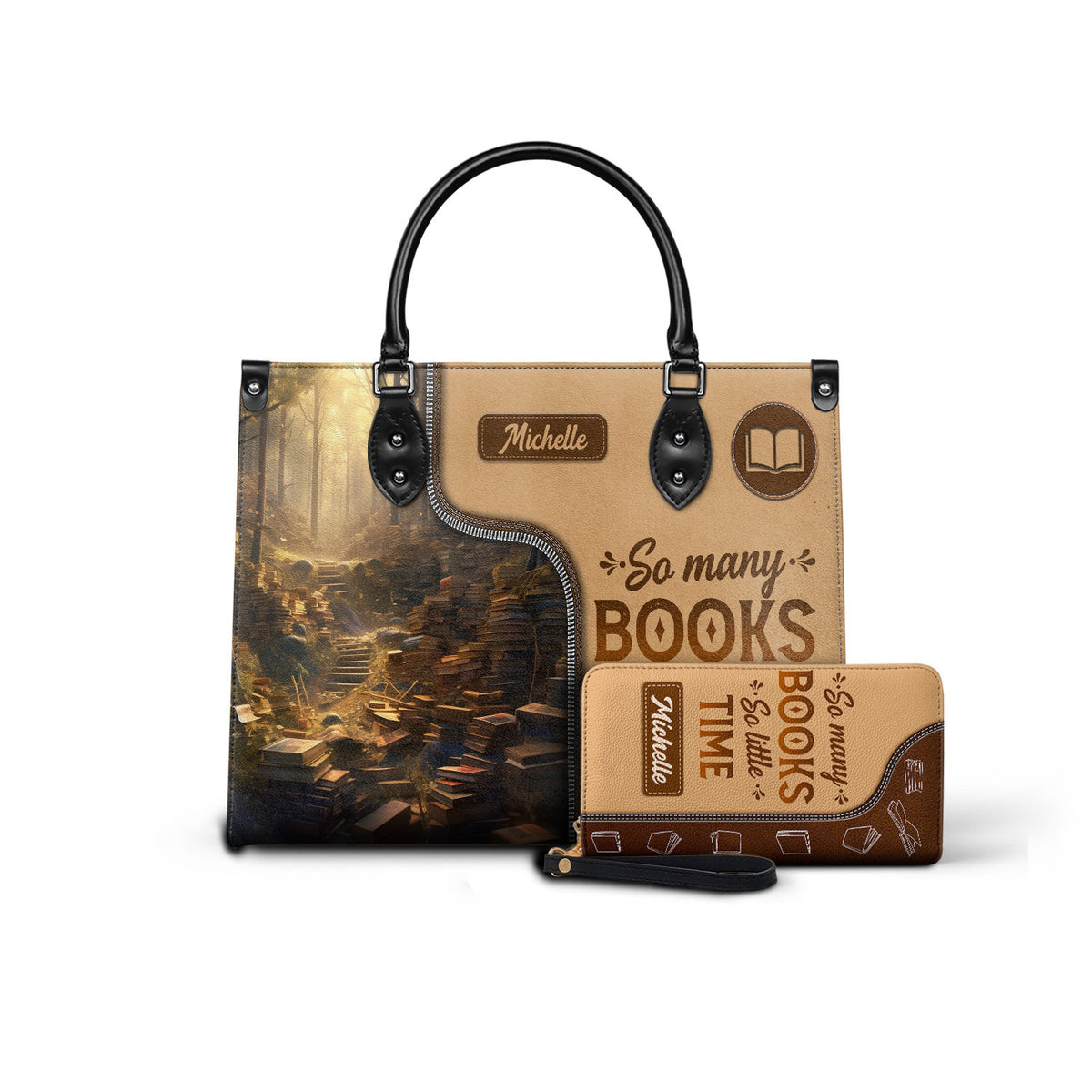 Black Interior -  So Many Books So Little Time HTRZ20119028QF Leather Bag