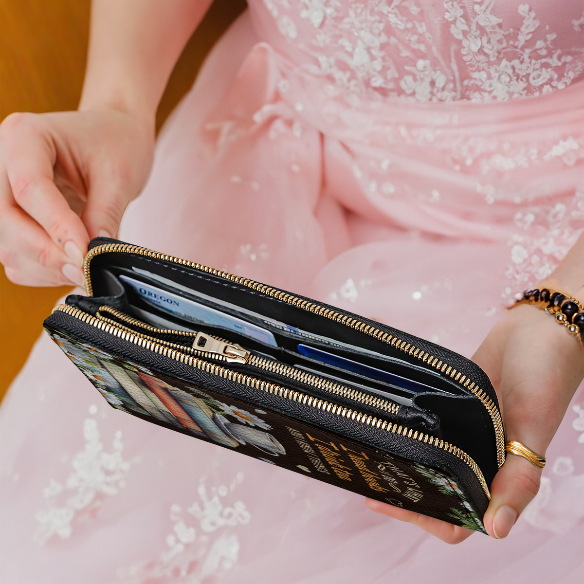 Thats What I Do I Read Books I Drink Tea And I Know Things HHRZ28111234JJ Zip Around Leather Wallet