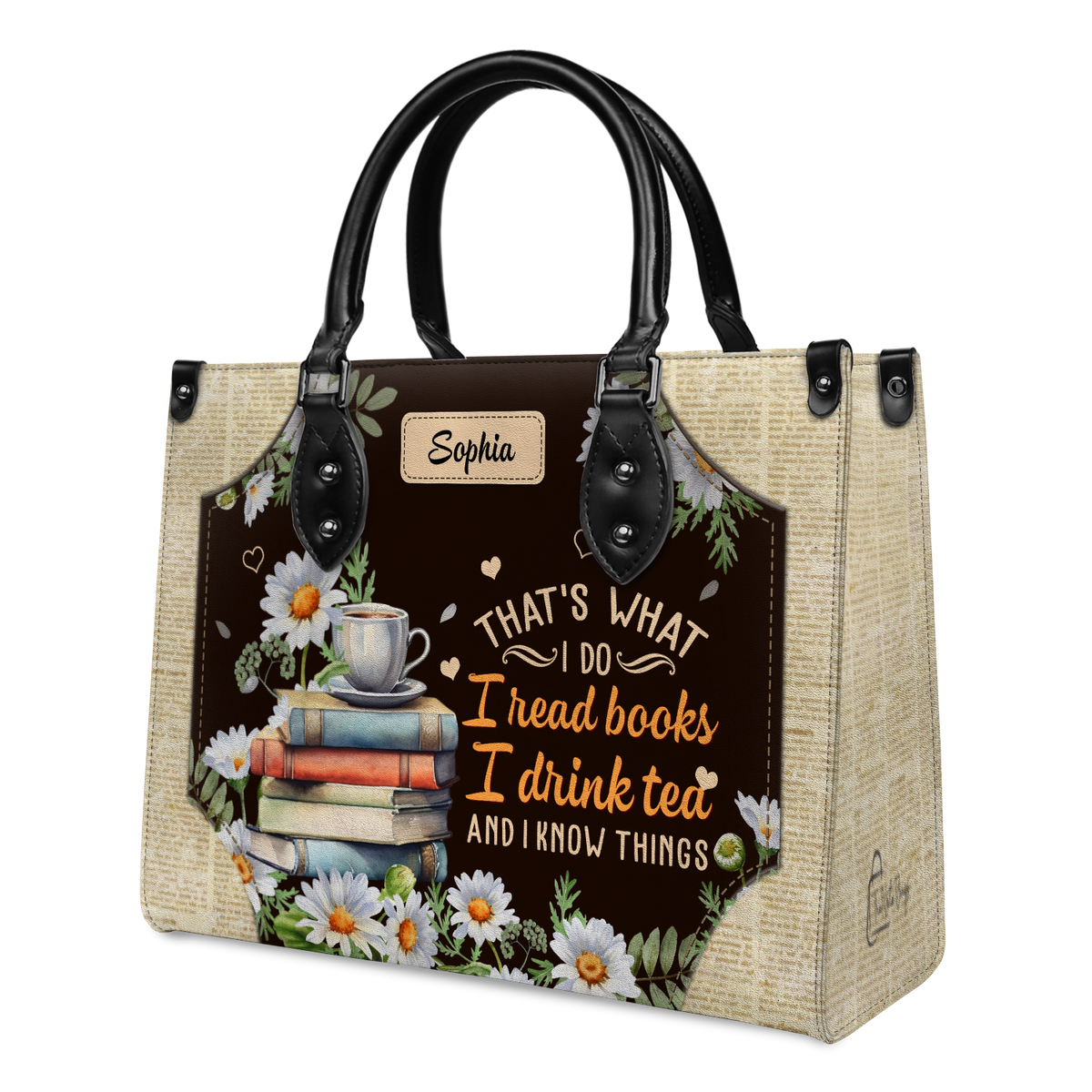 Black Interior -  Thats What I Do I Read Books I Drink Tea And I Know Things HTRZ20116242WK Leather Bag