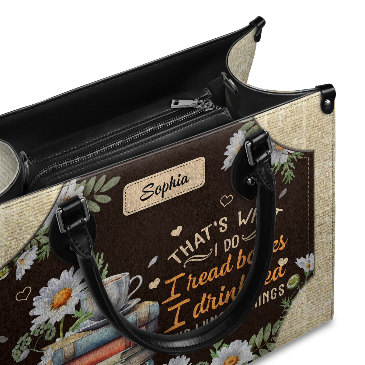 Black Interior -  Thats What I Do I Read Books I Drink Tea And I Know Things HTRZ20116242WK Leather Bag