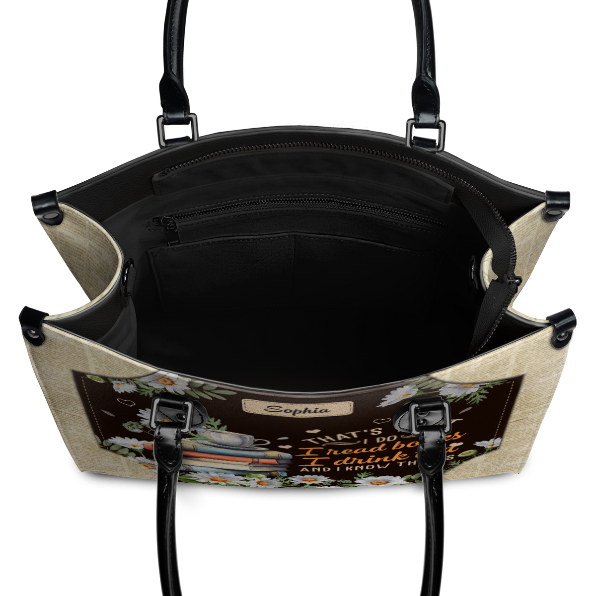 Black Interior -  Thats What I Do I Read Books I Drink Tea And I Know Things HTRZ20116242WK Leather Bag