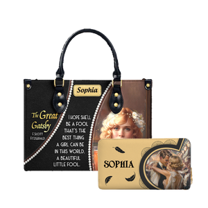 The Great Gatsby F Scott Fitzgerald Daisy A Beautiful Little Fool leather bag and matching zip around wallet