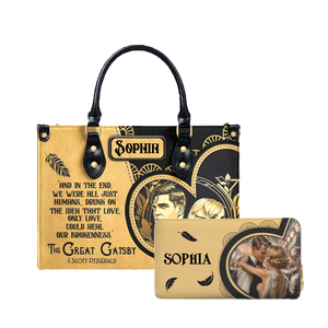 The Great Gatsby F Scott Fitzgerald Love Could Heal Our Brokenness leather bag and matching zip around wallet