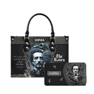 The Raven Edgar Allan Poe And My Soul From Out That Shadow leather bag and matching zip around wallet