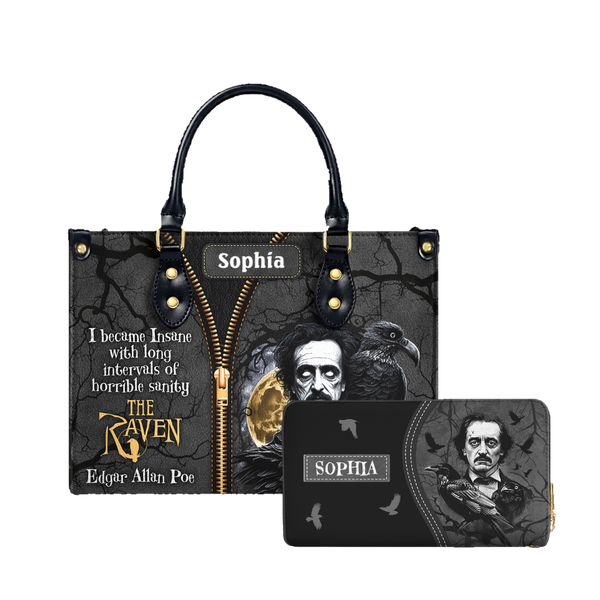 The Raven Edgar Allan Poe I Become Insane With Long Intervals Of Horrible Sanity TTLZ2102001A Leather Bag