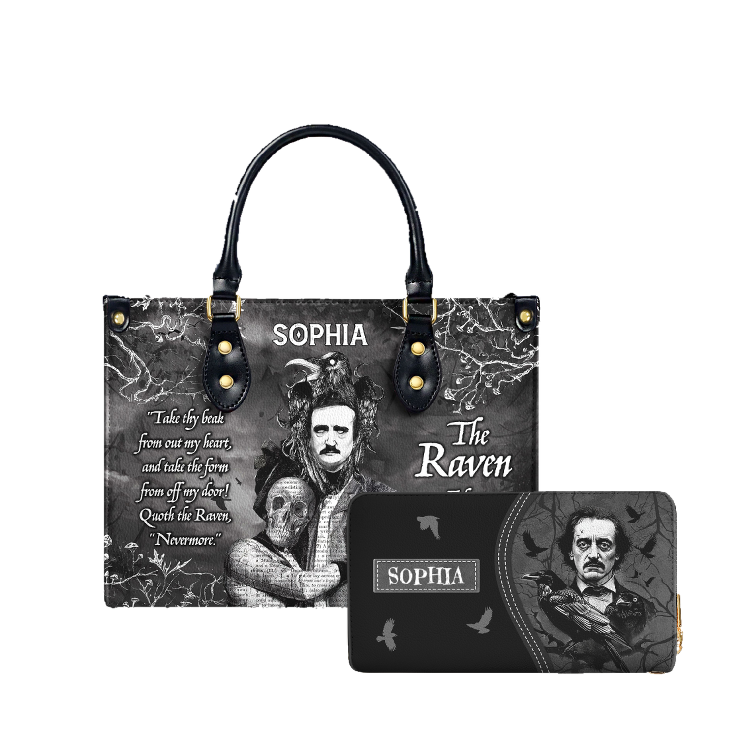 The Raven Edgar Allan Poe Take Thy Break From Out My Heart TTLZ2102003A Leather Bag