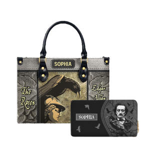 The Raven Edgar Allan Poe leather bag and matching zip around wallet