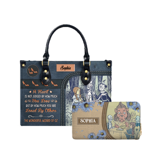 The Wonderful Wizard Of Oz A Heart Is Not Judged By How Much You Love leather bag and matching zip around wallet