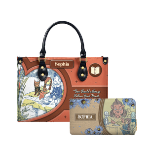 The Wonderful Wizard Of Oz You Should Always Follow Your Heart leather bag and matching zip around wallet