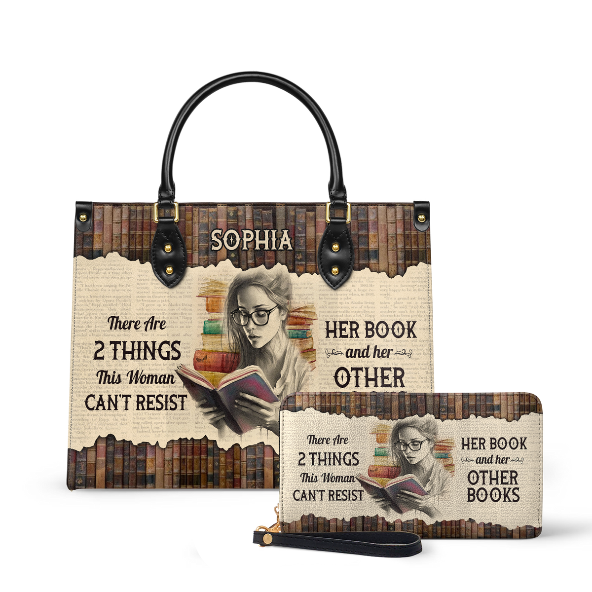 There Are 2 Things This Woman Cant Resist Her Book And Her Other Books NQRZ1802004A Leather Bag