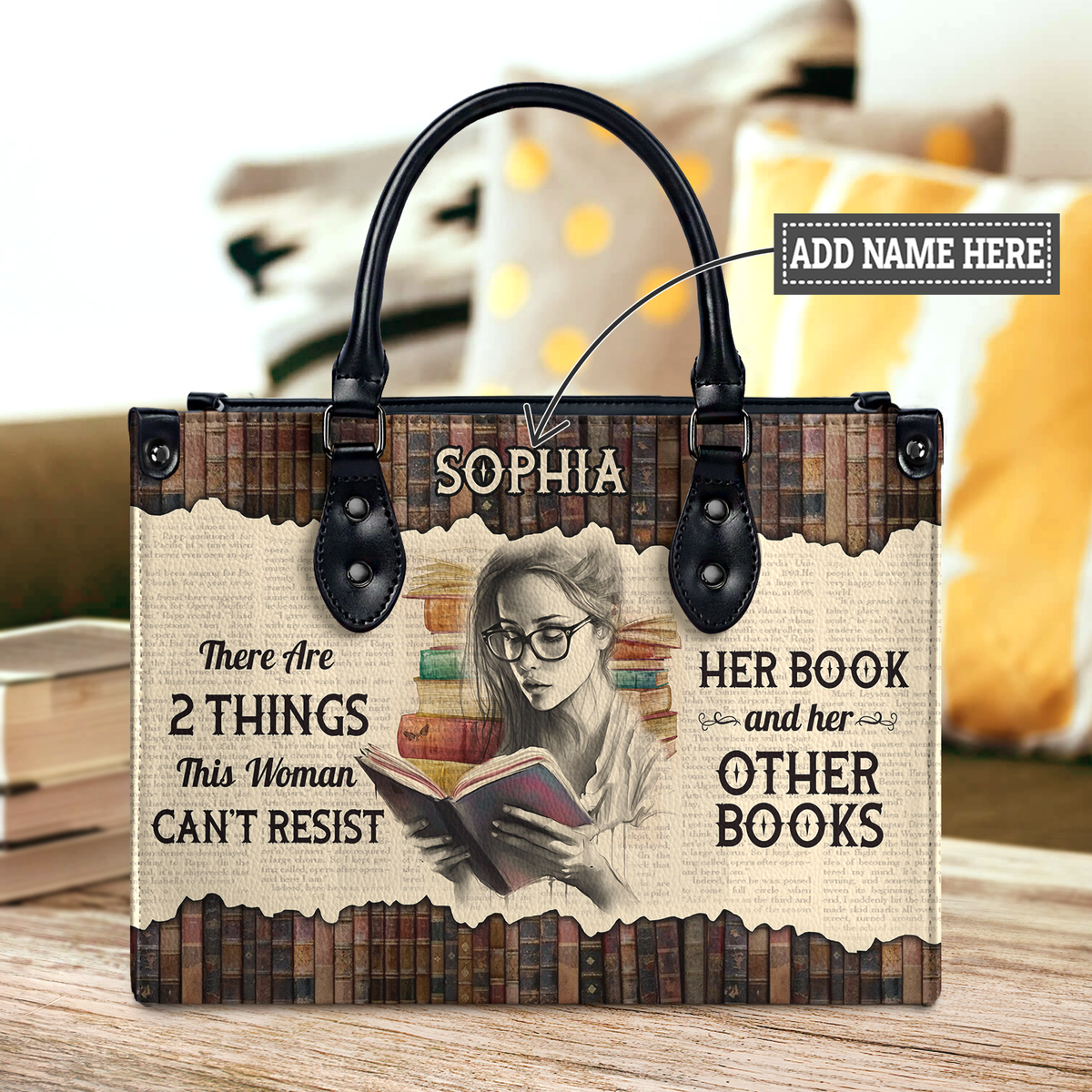 Black Interior -  There Are 2 Things This Woman Cant Resist Her Book And Her Other Books NQRZ1802004A Leather Bag