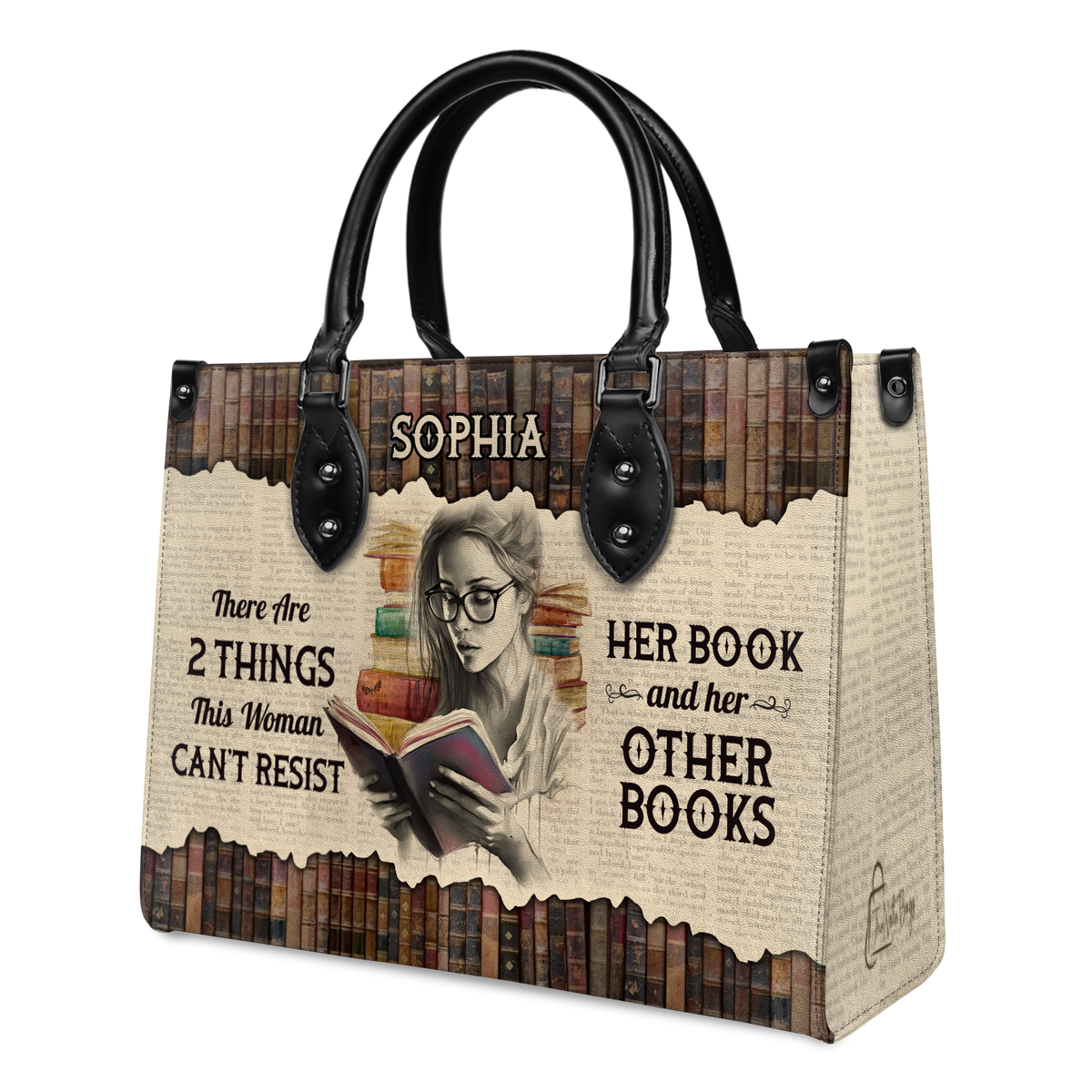 Black Interior -  There Are 2 Things This Woman Cant Resist Her Book And Her Other Books NQRZ1802004A Leather Bag