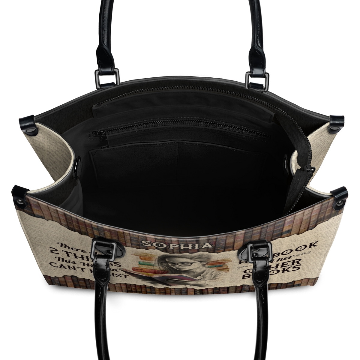 Black Interior -  There Are 2 Things This Woman Cant Resist Her Book And Her Other Books NQRZ1802004A Leather Bag