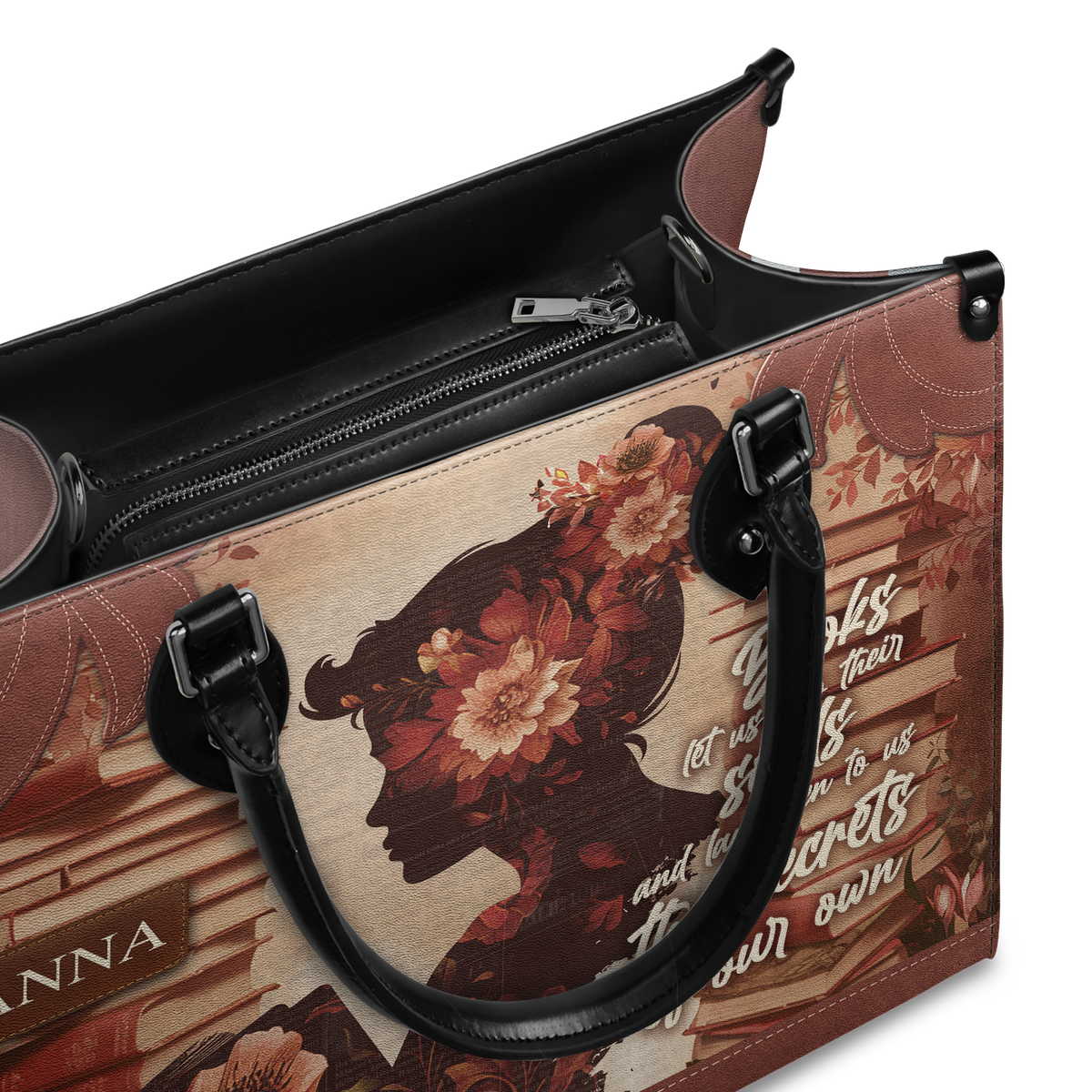 Black Interior -  Custom Quote Vintage Woman HTRZ29078610XL Leather Bag