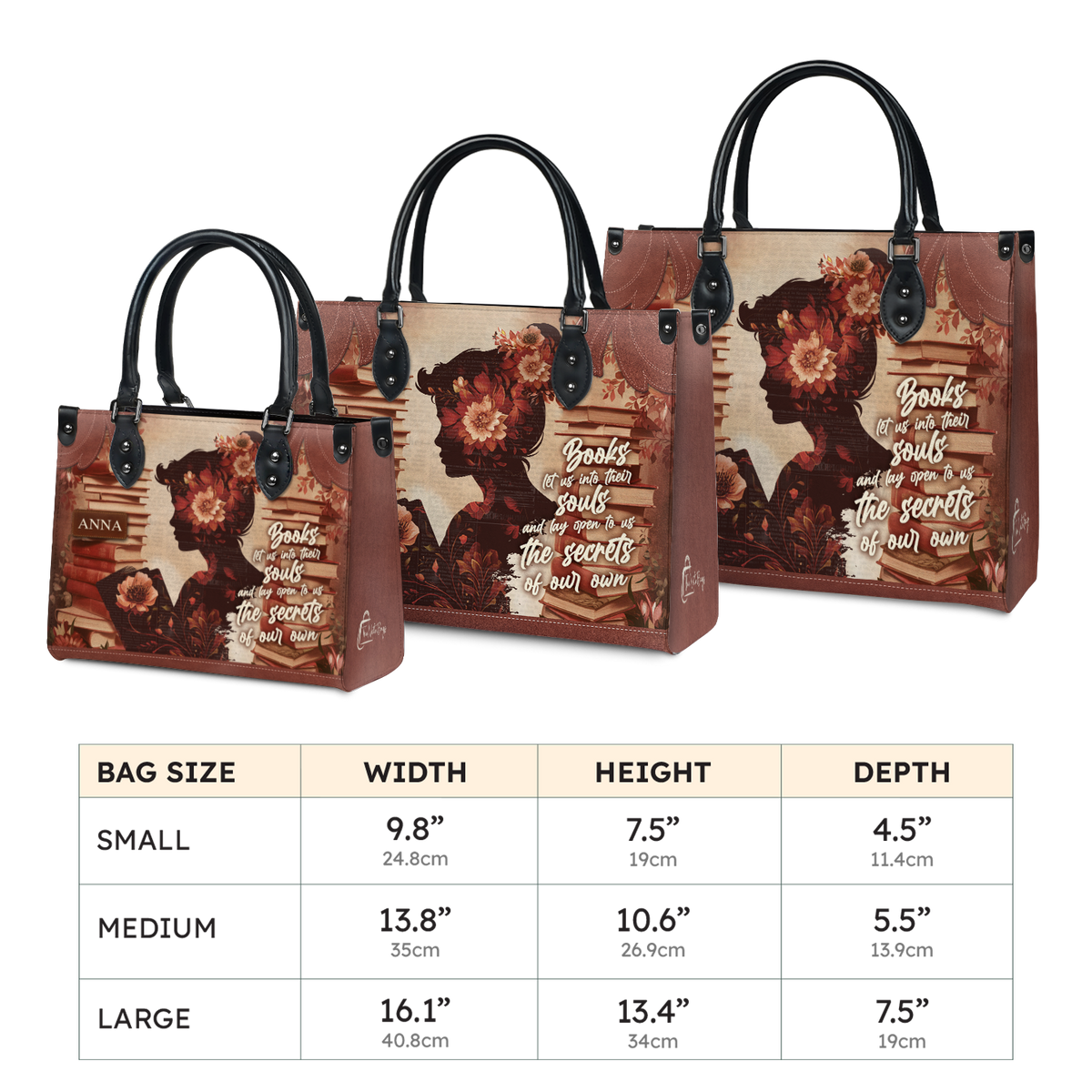 Black Interior -  Custom Quote Vintage Woman HTRZ29078610XL Leather Bag