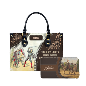 Too Much Sanity May Be Madness leather bag and matching zip around wallet