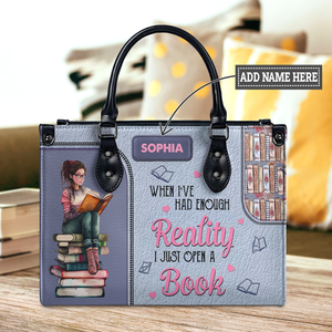 Black Interior -  When I Have Had Enough Reality I Just Open A Book NQAY1702004A Leather Bag