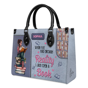Black Interior -  When I Have Had Enough Reality I Just Open A Book NQAY1702004A Leather Bag